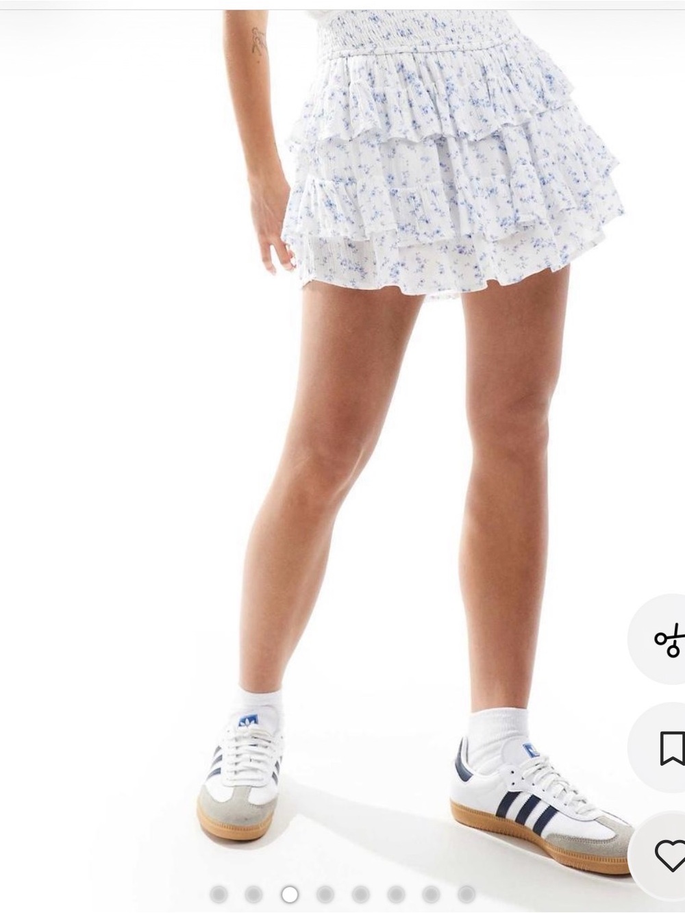 Hollister White Mini Skirt with Navy Floral Print